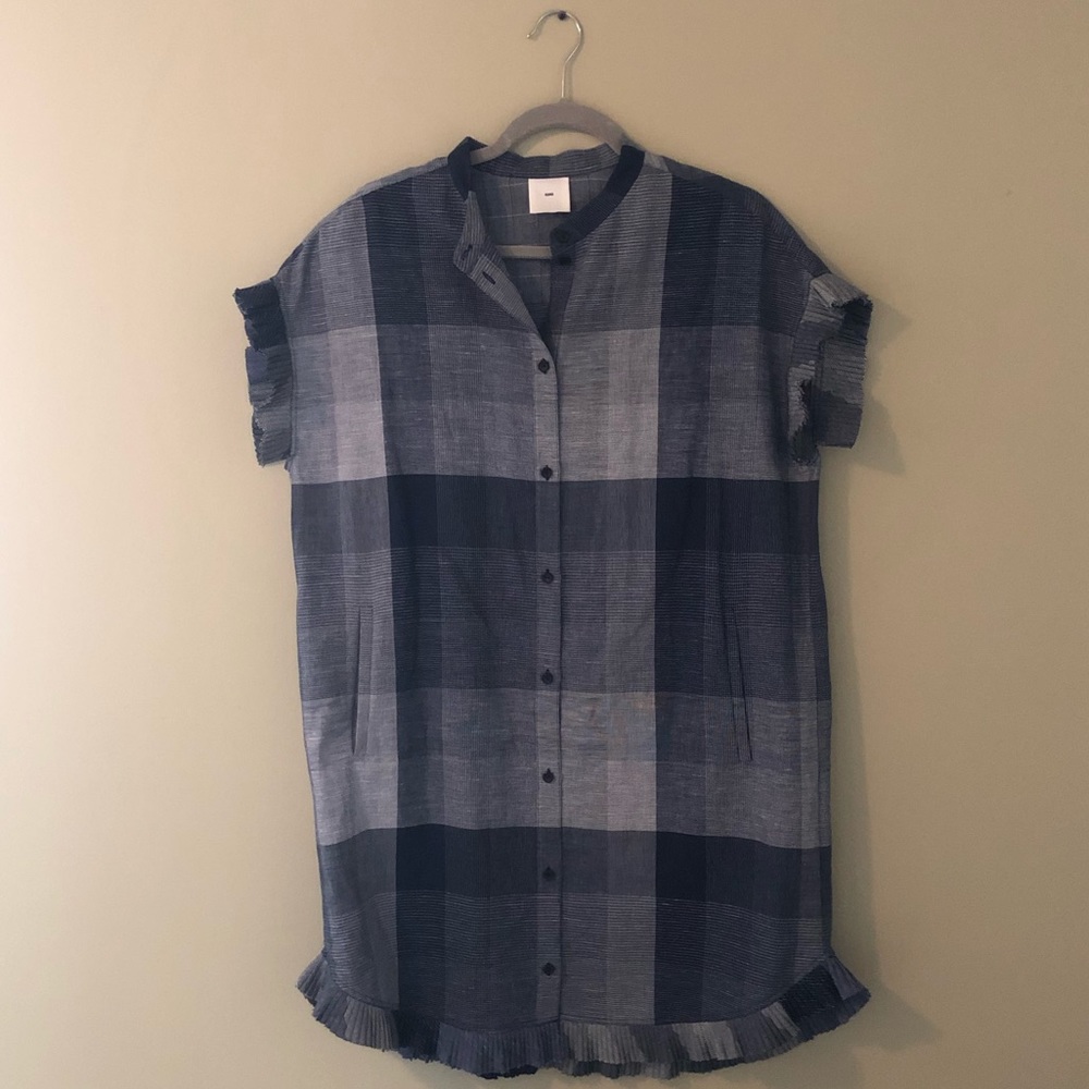 KUHO ruffle sleeve shirt dress
